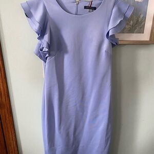 Tommy Hilfiger Light Blue Midi Dress with Ruffle Sleeves